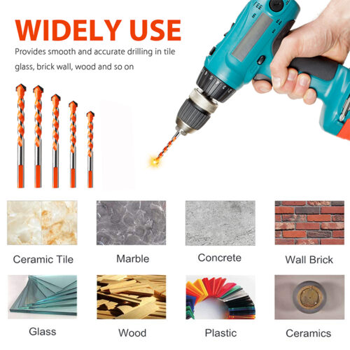 Πολυχρηστικά τρυπάνια , καρβιδίου YG8 , με τριγωνικό στέλεχος σετ 5 τεμαχίων.