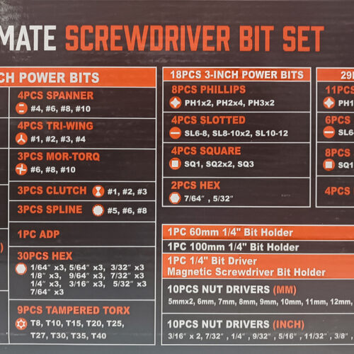 Σετ με μύτες 219 τεμαχίων.