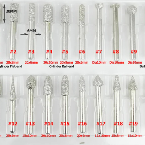 Σετ με 20 διαμαντέ φρεζάκια λείανσης γρανίτη , σκυρόδεμα , πέτρας SKS TOOLS 40000670A.