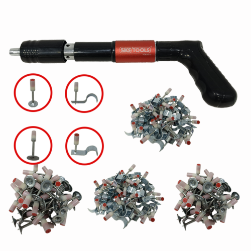 Σετ καρφωτικό πιστόλι μπετού με ελατήριο & 200 καρφιά SKS TOOLS 40000670S.
