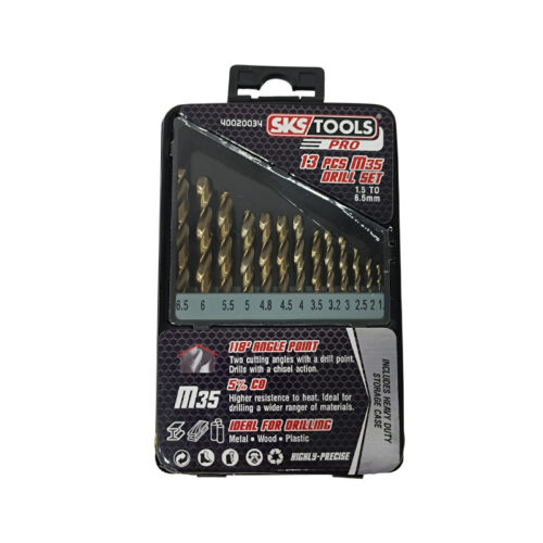 Σετ τρυπάνια HSS 13 τεμαχίων 5 % COBALT, SKS TOOLS 40020034.
