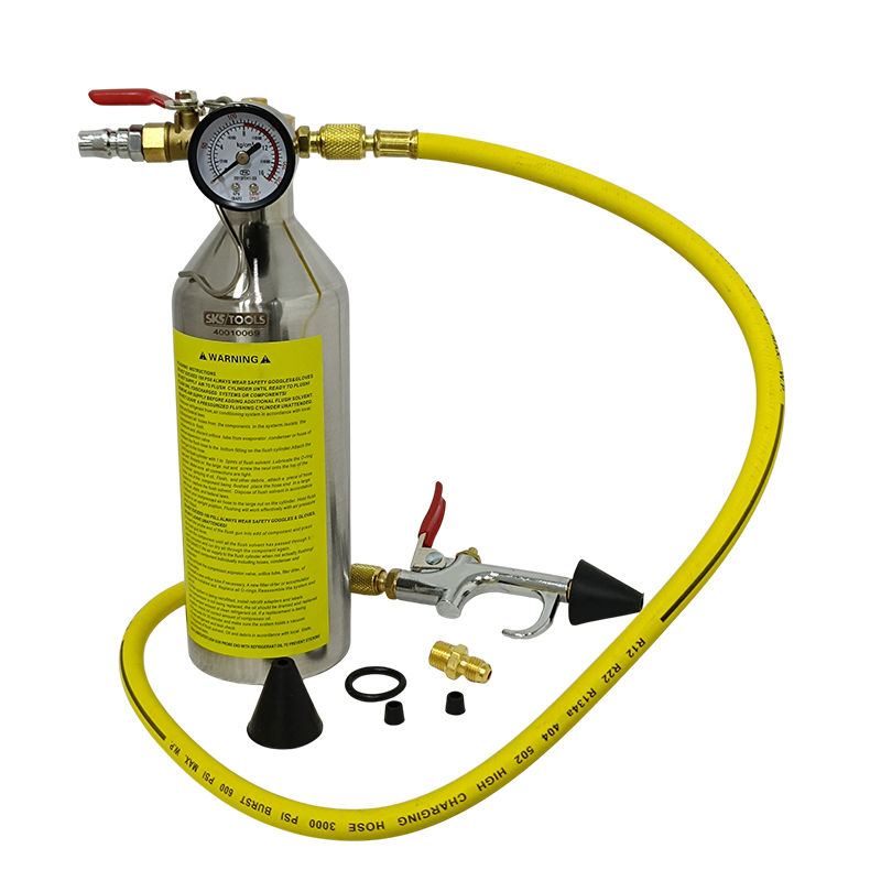 Κιτ έκπλυσης συστήματος κλιματισμού, δοχείο με μανόμετρο, SKS TOOLS 40010069.