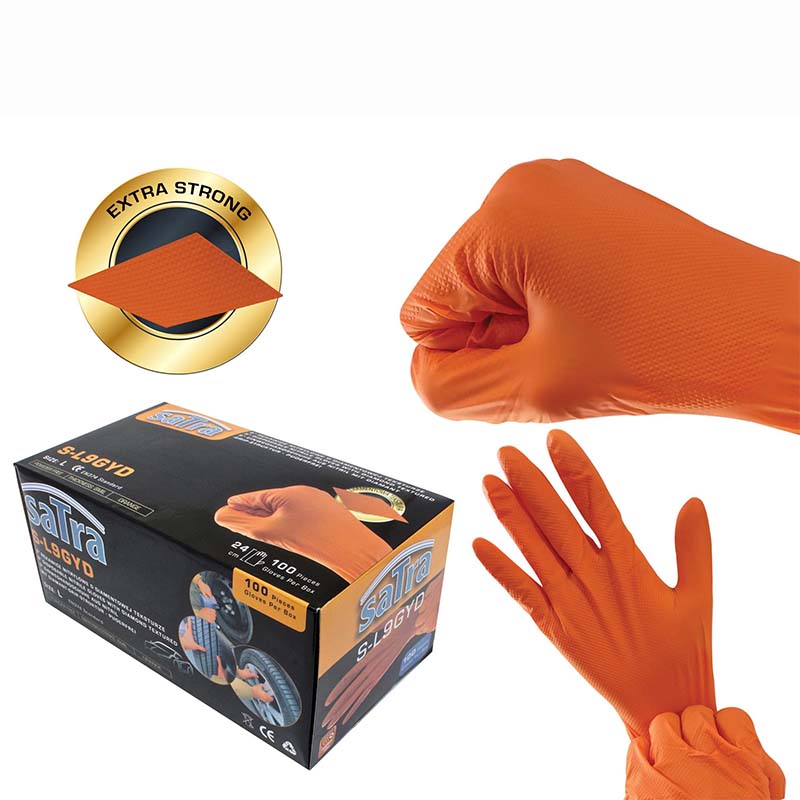 Γάντια νιτριλίου Large orange 8.5 gr.
